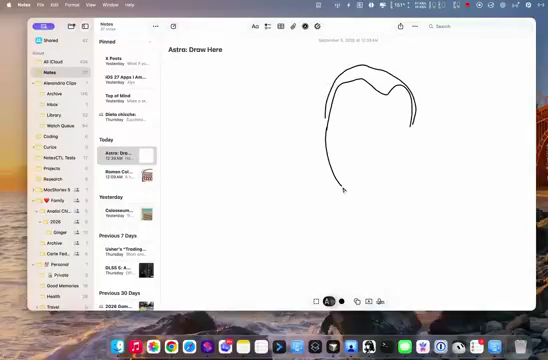 在 Apple Notes 里逐笔画肖像 — 原帖视频实际画面截图